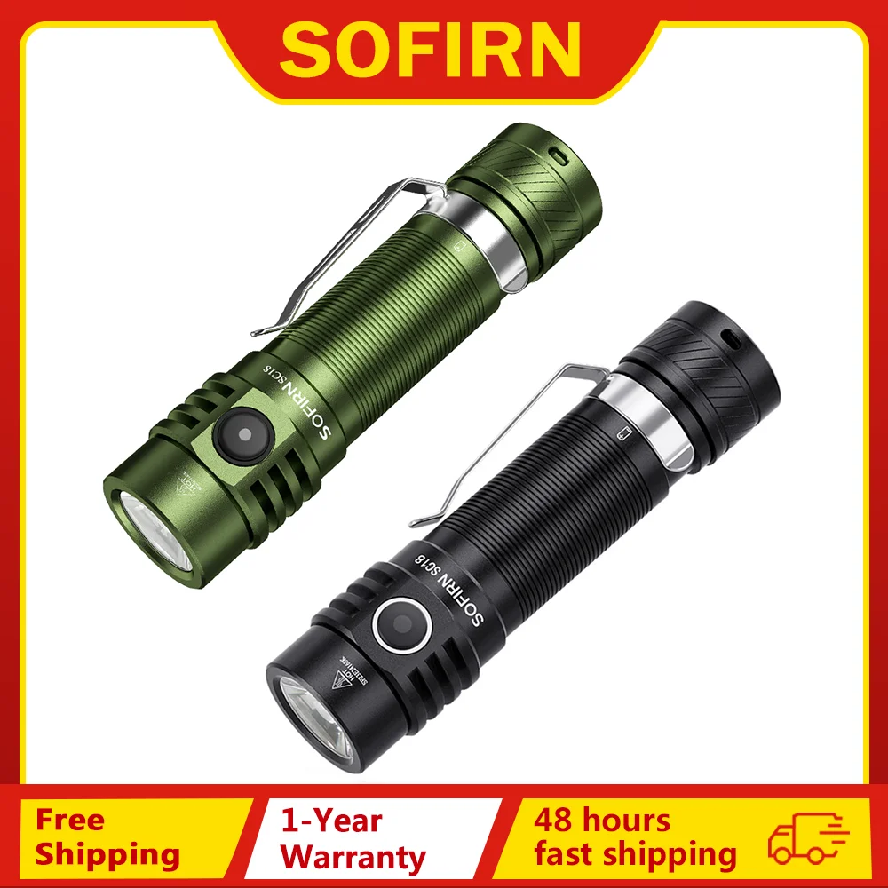 Sofirn SC18 1800lm EDC linterna USB C recargable SST40 LED 18650 antorcha TIR óptica lente linterna con indicador de potencia