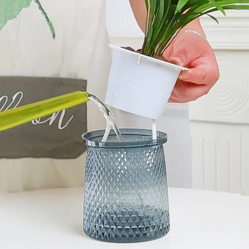 Macetas de autorriego, maceta hidropónica perezosa absorbente de agua, Mini florero de mesa para maceta suculenta, decoración de bonsái para el hogar