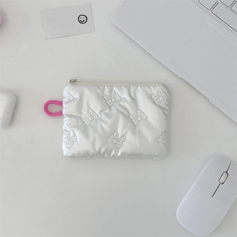 Portamonete modello fiocco in argento Portamonete per auricolari da donna Monete Chiavi Portafoglio Organizer Custodia con cerniera Borsa per cosmetici