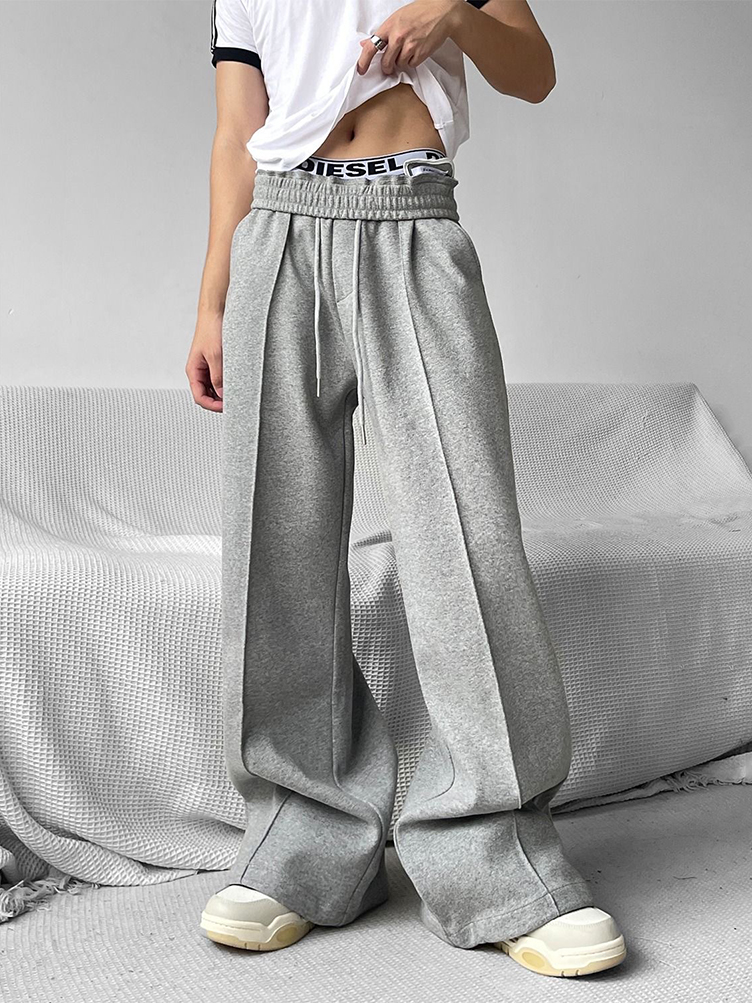 Y2k vintage perna larga queimado sweatpants masculino esporte em linha reta longo calças casuais oversize calças de pista resistente preto cinza