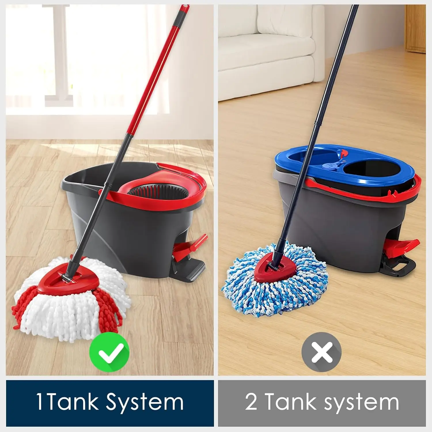 Microfibre Mop for Vileda Turbo 2-in-1, Mop Head for Vileda Turbo Spin Mops Easy Wringing 2-in-1, Spin Mop For All Floor Types