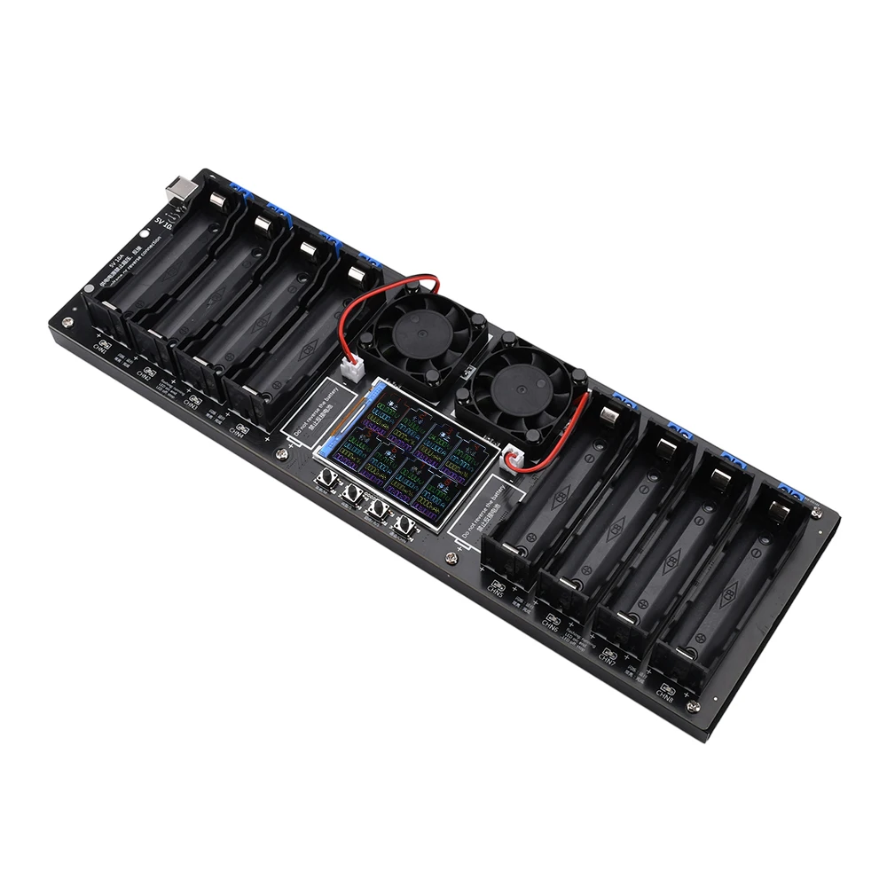 เครื่องทดสอบแบตเตอรี่ลิเธียม8ช่อง18650เครื่องตรวจจับพลังงานแบตเตอรี่ดิจิตอลหน้าจอสี2.4นิ้ว DC5V เครื่องทดสอบ10A