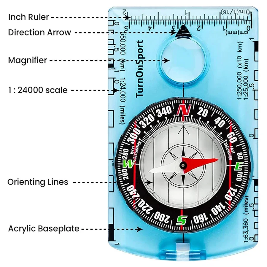 Hiking Backpack Directional Compass Outdoor Waterproof Professional Camping Compass Best Survival Gift For Map Reading