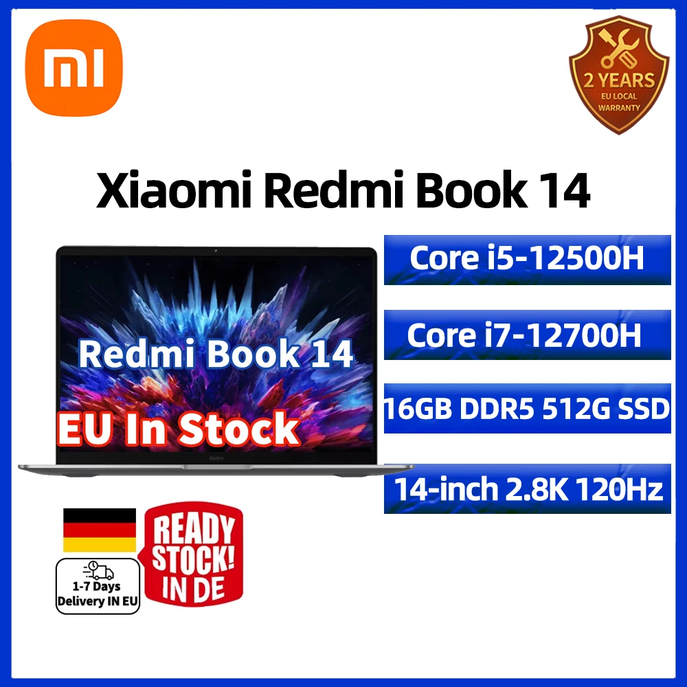 Xiaomi Redmibook 14 Laptop Intel Core i5-12500H/i7-12700H 16G RAM 512GB SSD 14 Cal 2.8K 120Hz ekran Notebook PC EU w magazynie