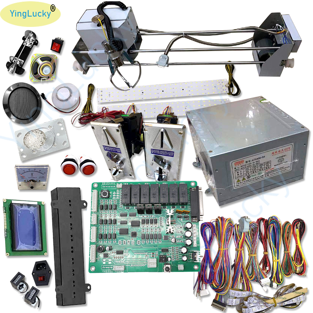 1 kit de máquina expendedora de grúa de garra, Kit Diy, premio, juguete de peluche, tablero de juego, joystick de pórtico de 71cm, fuente de alimentación, aceptador de monedas