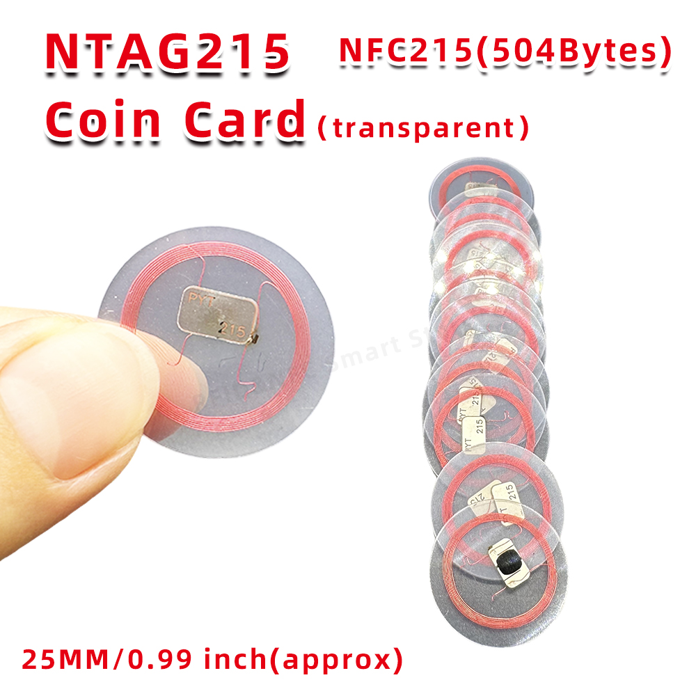 Nfc Nt/Ag 215 Munt Transparante Kaarten 13.56Mhz Rfid Tags Kaarten Compatibel Met Tagmo Nfc Enabled Mobiele Telefoons En Apparaten