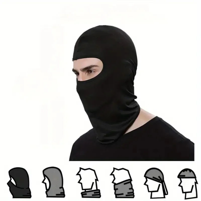 Ice InjSunscreen-Masque intégral UV coupe-vent, masque de protection, cagoule noire, pêche en plein air, moto