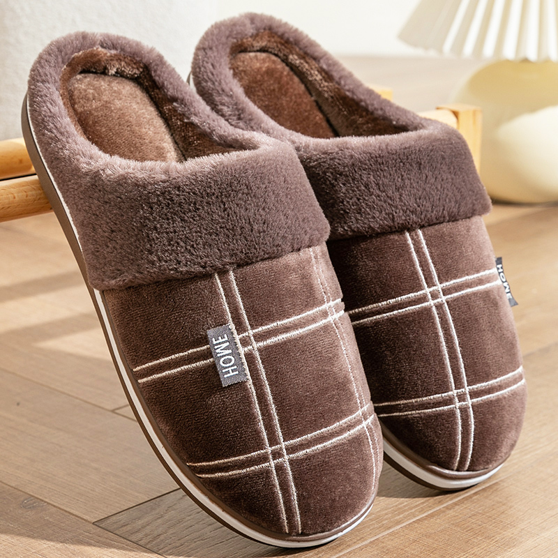 Huispantoffels voor heren Plaid Warm Zacht Comfortabel Antislip Woonkamerschoenen Stevige zool Grote maat 40-50