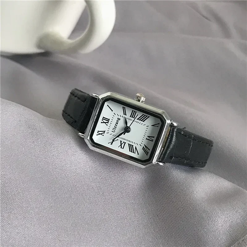 Relojes De cuarzo con esfera romana Retro informales, Reloj De pulsera con correa De cuero rectangular para Mujer, Reloj De moda para Mujer