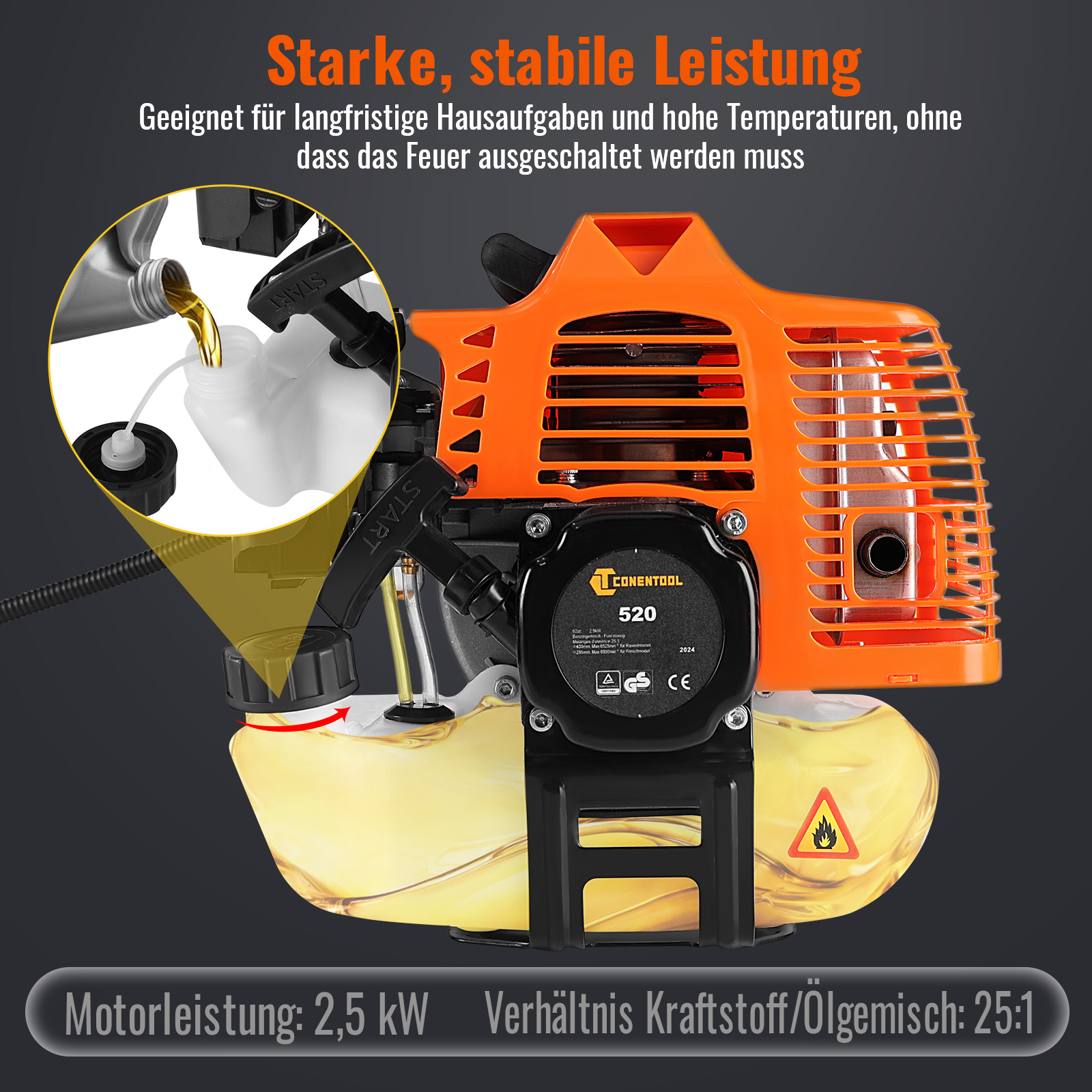 CONENTOOL 52cc 2in1 Decespugliatore a benzina Tagliaerba Potente decespugliatore da giardino Motore a 2 tempi Weed Eater Strumento con lama e linea