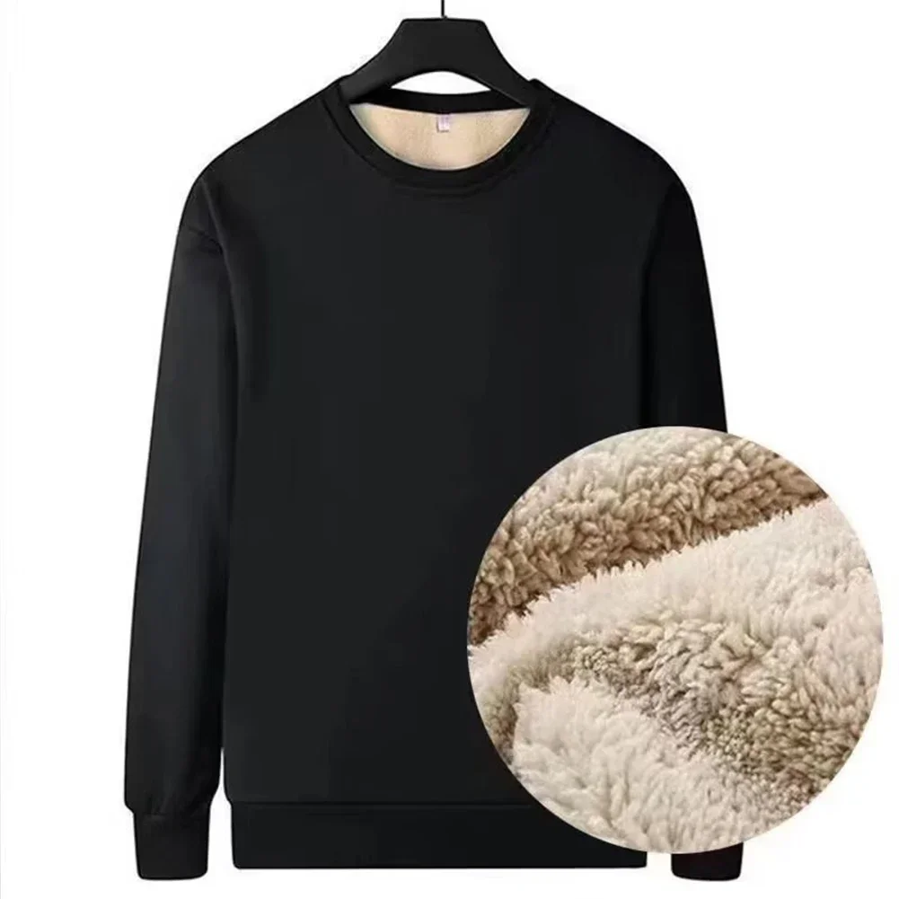 Winter Mann Warme Fleece Gefüttert T Shirt Dicke O Hals Einfarbig Grundlegende Pullover Sweatshirt Thermische Unterwäsche Tops Kleidung Für Männer