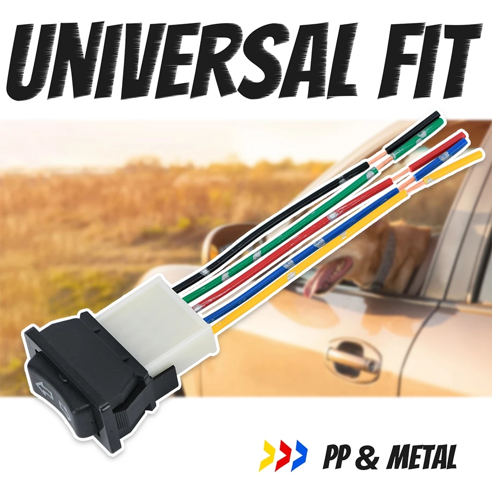 Interruptor Universal para ventanilla eléctrica de coche, interruptor de elevación de 5 pines, cc 12V, 20a, Color de luz azul/rojo y arnés