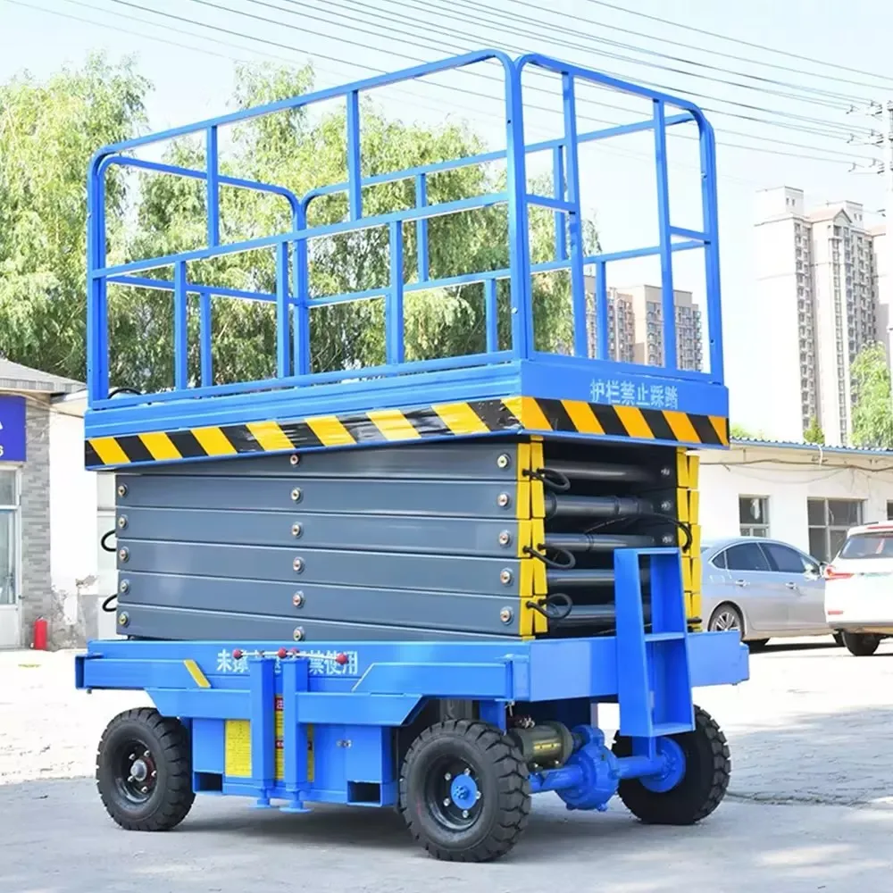 Plataforma elevadora de escalera eléctrica de mesa de alta eficiencia, plataforma de trabajo aérea hidráulica, plataforma elevadora autopropulsada de 6m-18m