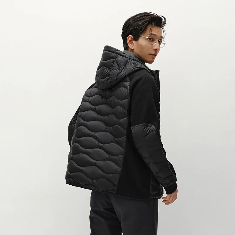 Semir jaqueta masculina leve com capuz outerwear repelente de água calor-gerenciamento antibacteriano 2025 inverno novo bloco de cores