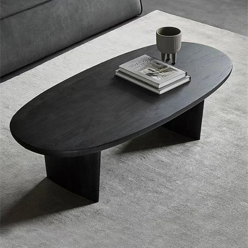Nordic Solid Wood Black Café Stoły do mebli Café Stoliki kawowe ekskluzywne Kreatywne owalne Minimalistyczne stoliki kawowe do salonu