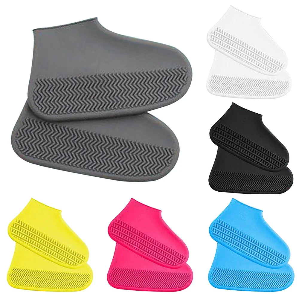 1 par de capas de sapato de borracha para uso ao ar livre, capas de sapato impermeáveis de silicone, capa de sapato de dia chuvoso, chuva antiderrapante reutilizável