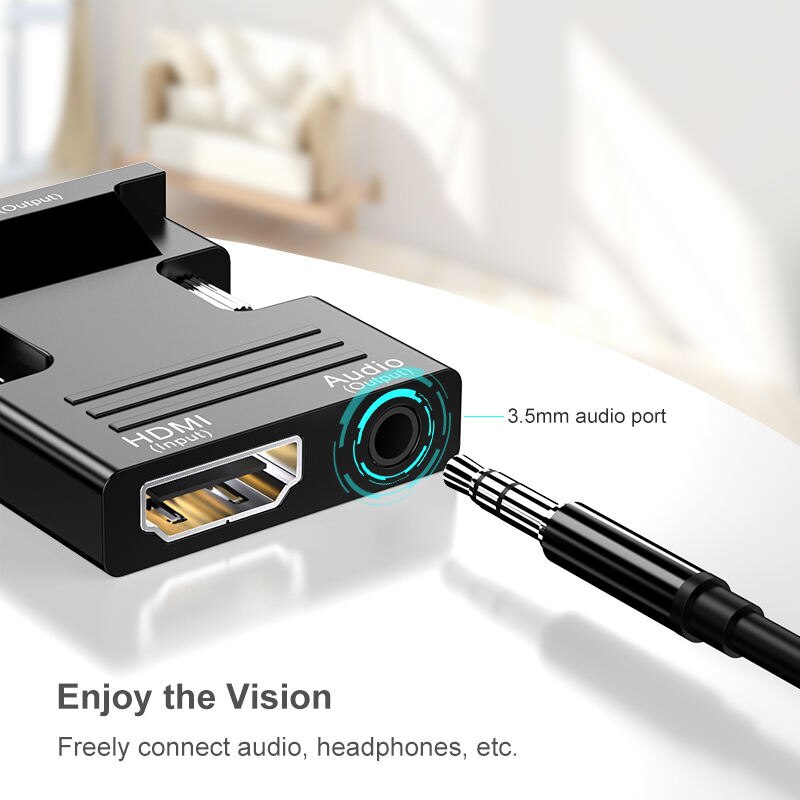 Aktywny konwerter męski 1080P z HDMI na VGA Adapter Dongle z 3,5mm przenośnym złączem audio HDMI do laptopa PC PS3