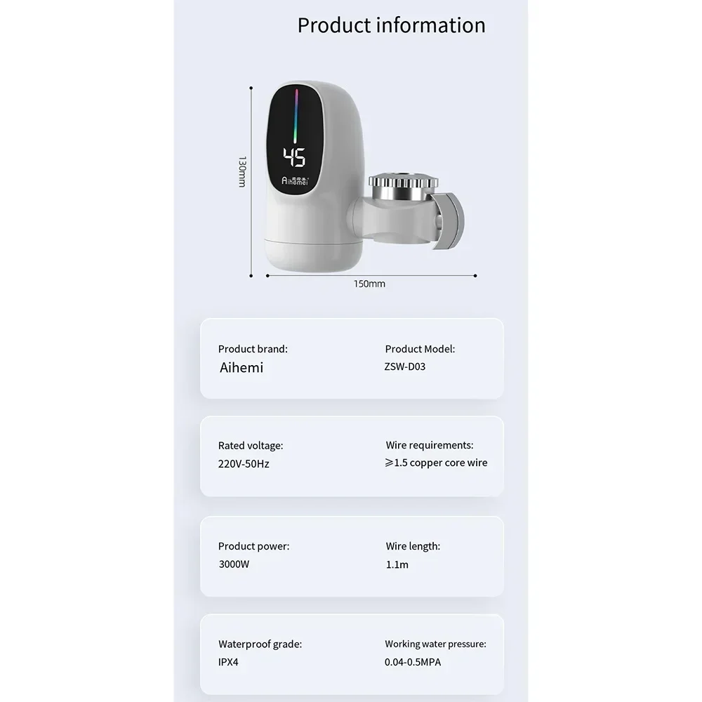 High Power Kitchen Household Connection Fast Heating Faucet Mini Water Heater Easy To Install And Remove Washbasin Water Heater