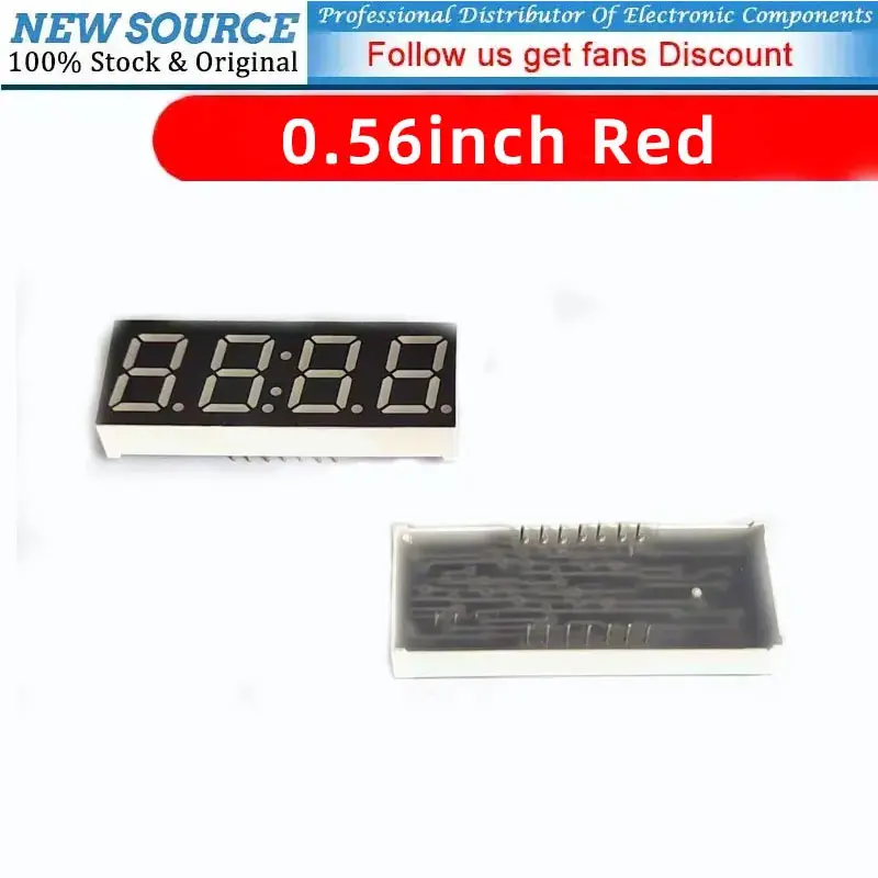 Tubo de reloj de 4 bits, 5 uds., 0,56 pulgadas, ánodo catódico 5463, alta luz, 14 pines, LED rojo y azul, tiempo electrónico DIY, tubo de visualización de 7 segmentos