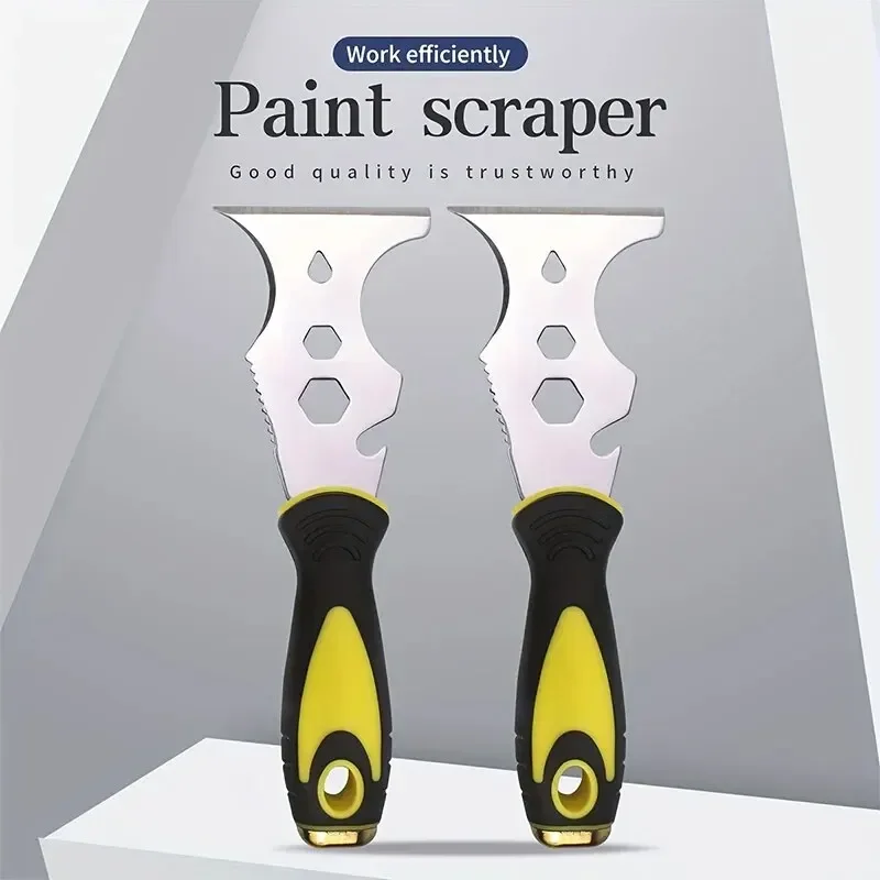 1 ชิ้น 15 In 1 Multi ใช้ Putty Knife สีสแตนเลส Scraper Removal เครื่องมือก่อสร้างสําหรับวอลล์เปเปอร์สามารถเปิดบ้าน DIY