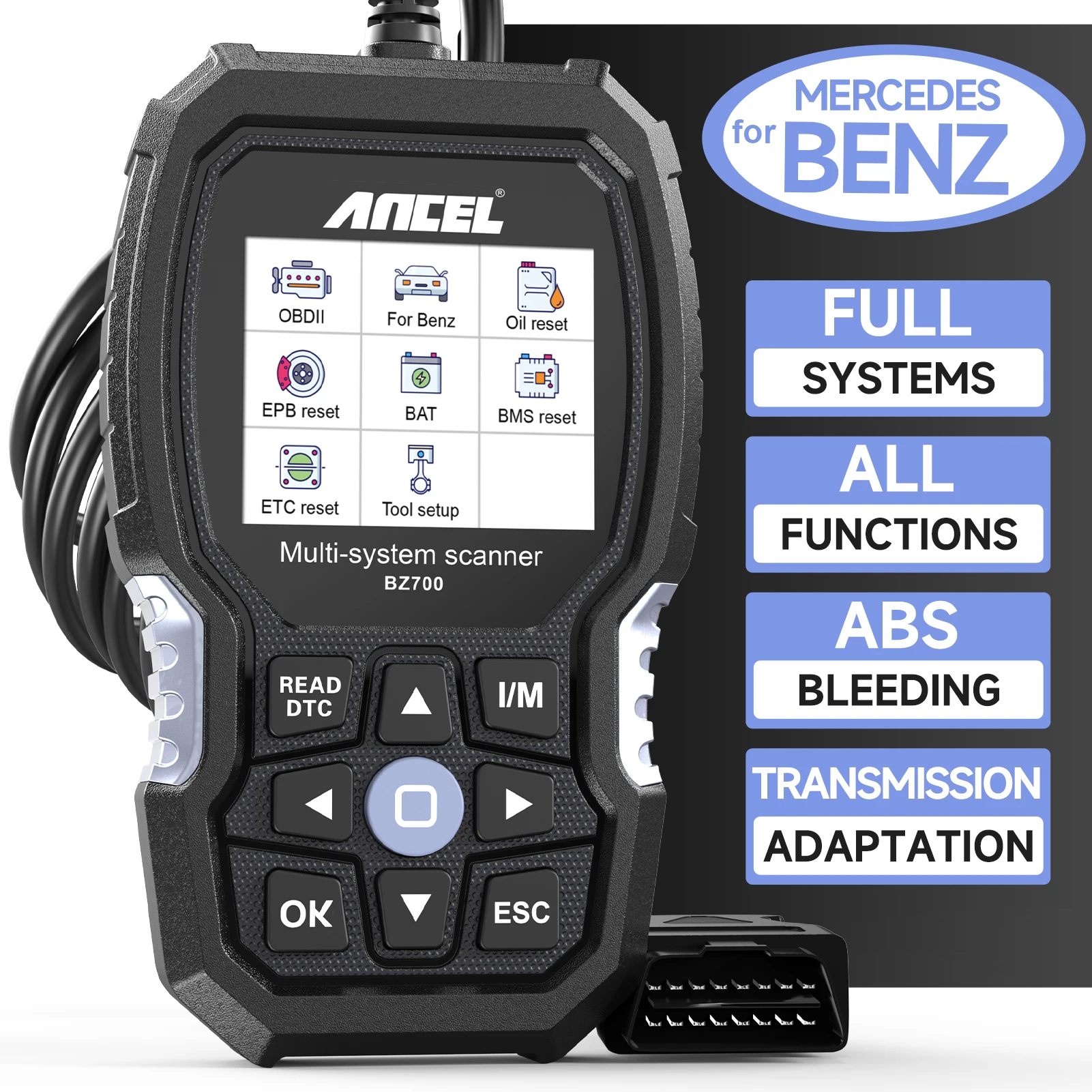 ANCEL BZ700 OBD2 Kfz-Scanner passend für Mercedes Benz Sprinter Smart, 9+ Reset Full System Car Code Reader Diagnosetool