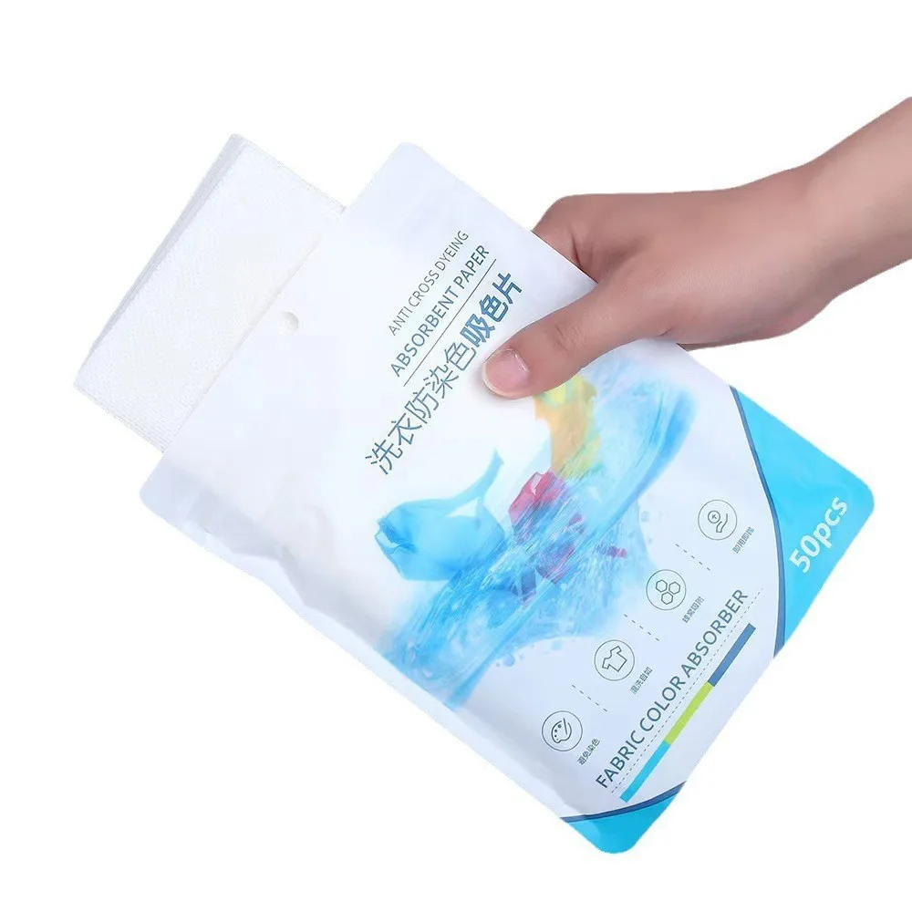50 ชิ้น/ถุงซักรีดเม็ดการดูดซึมสี Anti-Staining แผ่น Anti-String ผสมอุปกรณ์ซักผ้ากลิ่นหอมยาวนาน