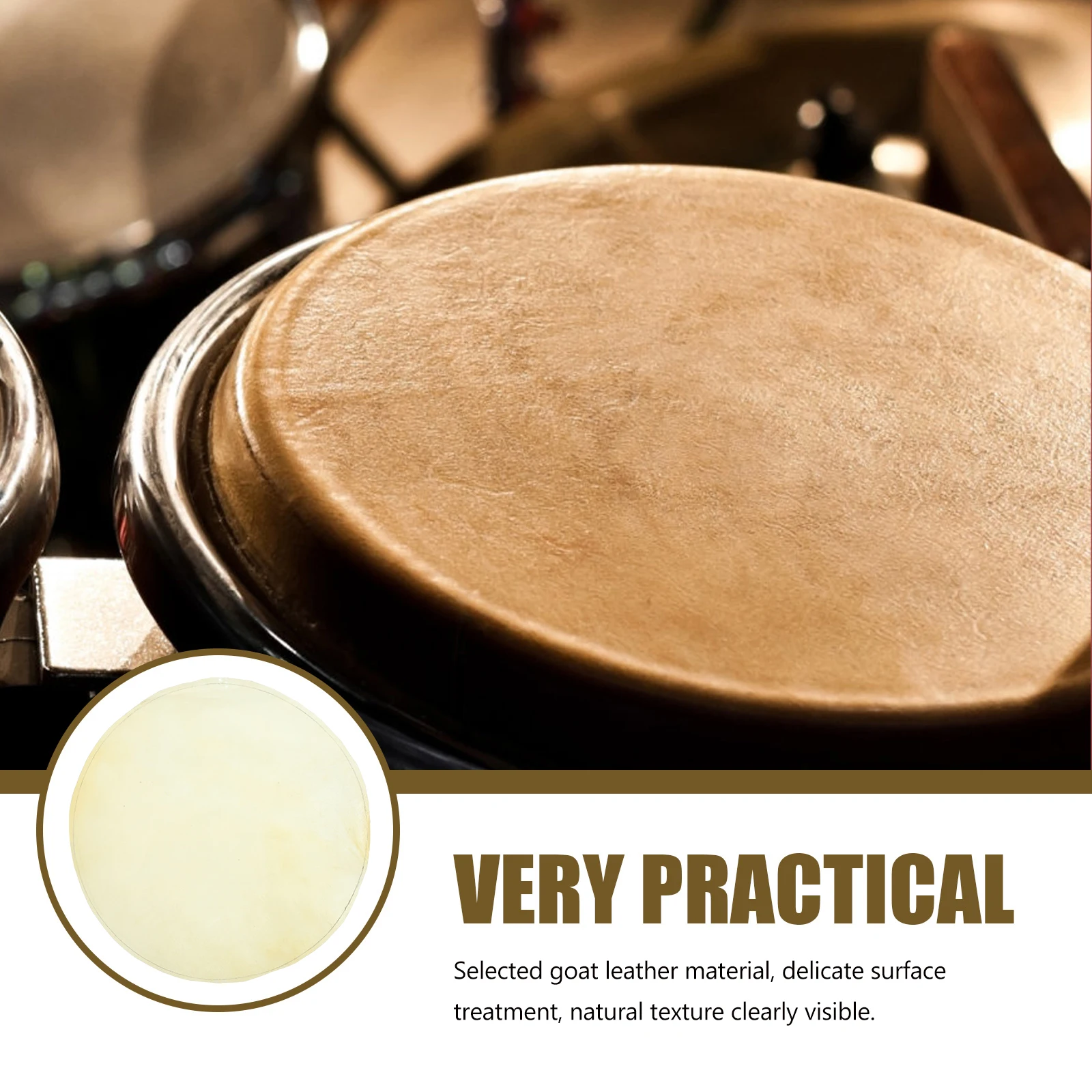 Kulit Drum Premium Kulit Kambing Afrika Pengganti Kulit Drum Asli Tahan Lama Alami Dikeringkan dengan Udara Kerajinan Halus Alat Musik