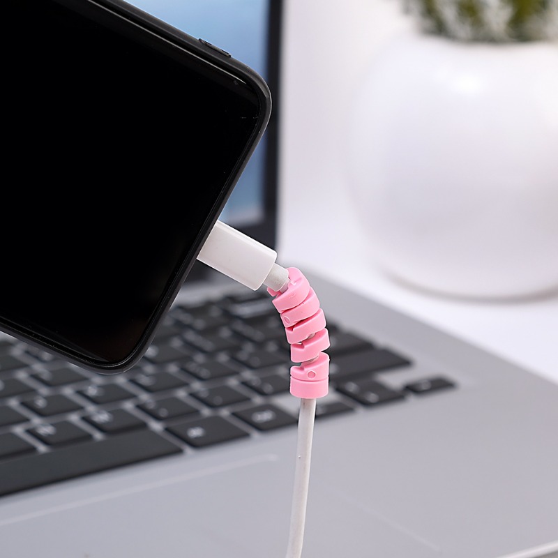 12-1Pcs 케이블 보호기 실리콘 충전 케이블 나선형 와인 더 와이어 전화 USB 충전기 케이블 보호 커버 케이블 와인 더 클립