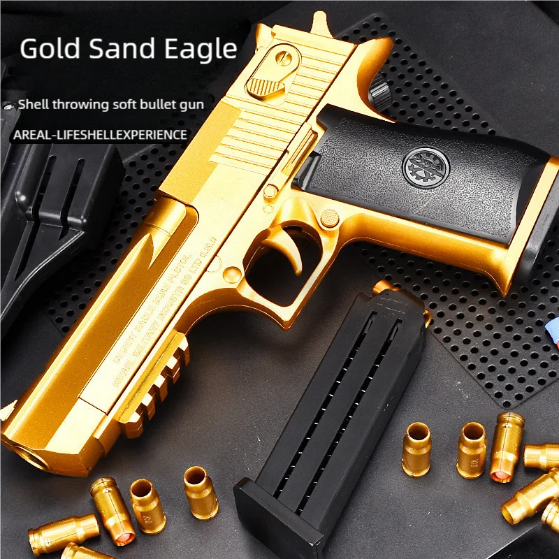Pistolet jouet d'extérieur Gold Desert Eagle, pistolet à ressort M1911 Glock, pistolet de simulation de jouet pour enfants