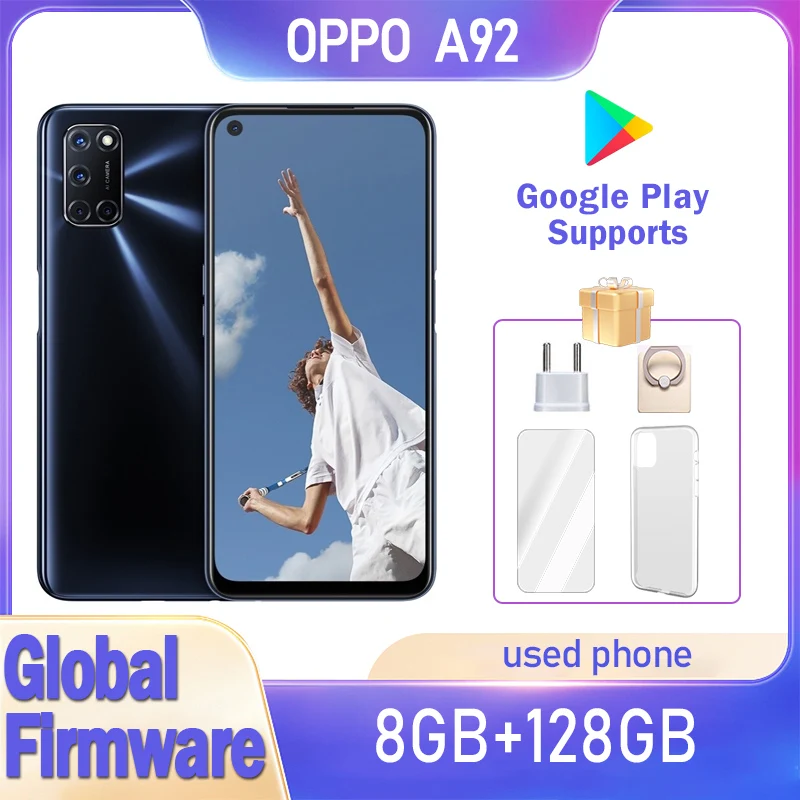 OPPO A92 สมาร์ทโฟน Global Firmware 6.5 นิ้ว Snapdragon 665 8GB 128GB ลายนิ้วมือด้านหลังใช้โทรศัพท์