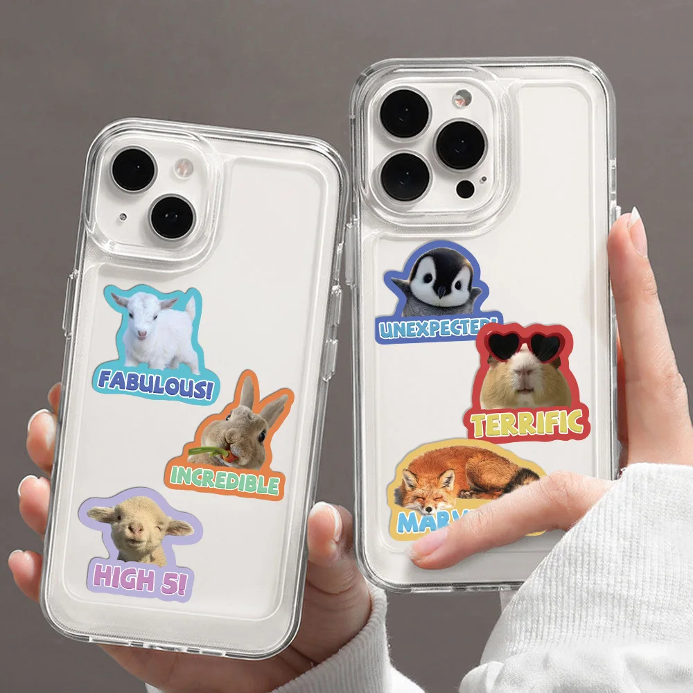 10/50 Uds. De pegatinas con frases de dibujos animados de animales, calcomanías estéticas, papelería para cuaderno de bocetos DIY, suministros de recompensas escolares