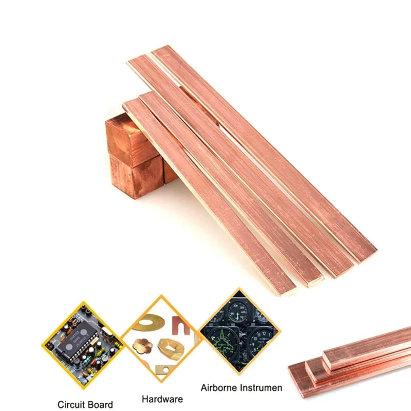1 pz Striscia di Rame T2 Rame Puro Piatto Striscia di Acciaio Rame Puro e Galvanotecnica Materiale FAI DA TE Spessore 1/1.5/2/3/4/5/6/8mm