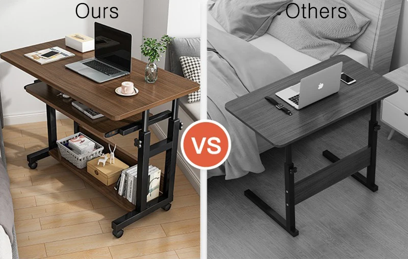 Over Bed Table  Adjustable Height Portable Bed Desk Laptop Desk Home Office Computer Workstation for Reading Eating