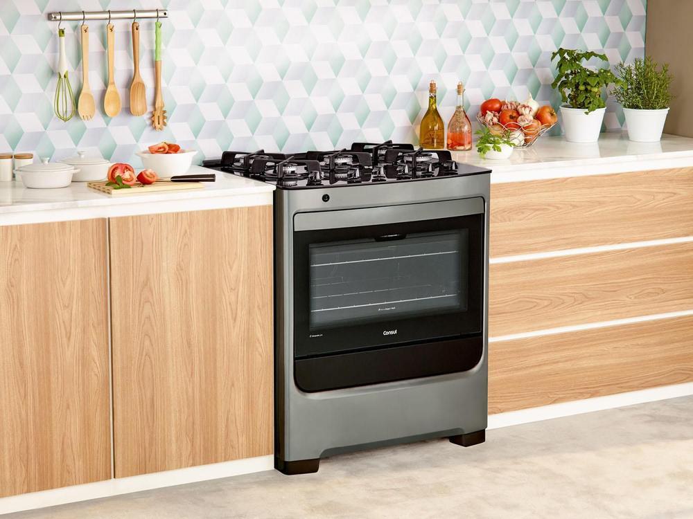 Fogão 5 Bocas Consul Inox Mesa de Vidro CFS5VARUNA - Bivolt