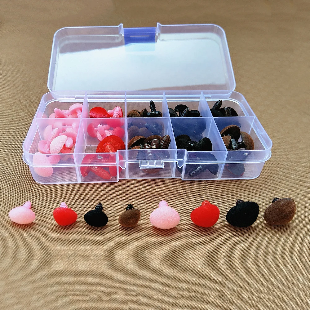 70 Chiếc Nhựa An Toàn Mũi Cho Móc Đồ Chơi Amigurumi Móc Bằng Mix Bộ Hộp Màu Hồng/Đỏ/Đen/Nâu Mũi động Vật Cho Gấu Con Rối Búp Bê Đồ Chơi