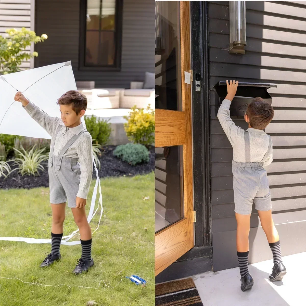 AP ヘリンボーン コレクション 2025 秋ストレッチ女の子と男の子の服ベビー花柄セット子供カーディガンケーブルニットポロ、 # 6006