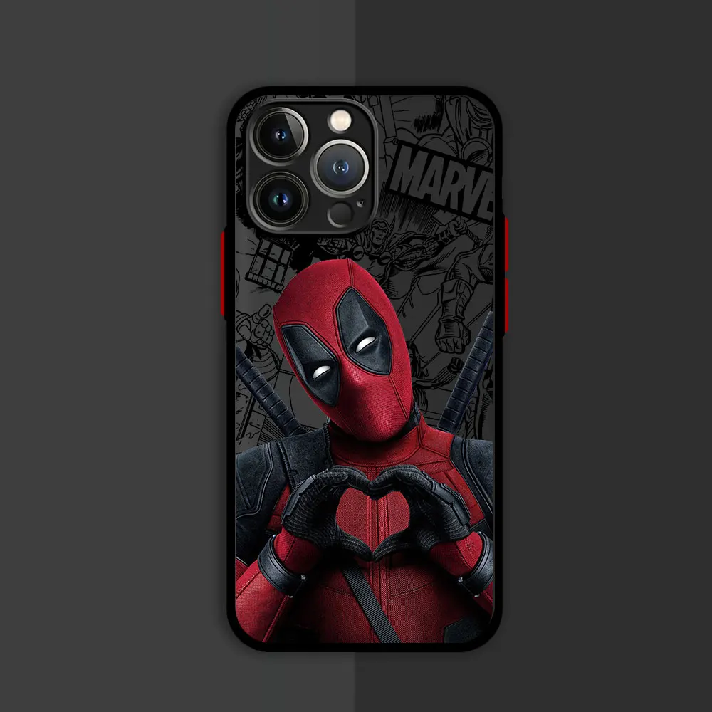 Роскошный матовый чехол Marvel Deadpool Hard PC для iPhone 16 15 XR X 14 16 Plus XS Max 13 Mini 15 16 Pro Max 12 11 Pro 12 Pro