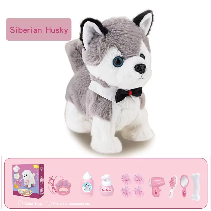 Electronic Plush Dog Sound Control Puppy Interactive Robot Cat Emulational Animal Toy Walk Bark Pet With Washable Fur Kids Gift