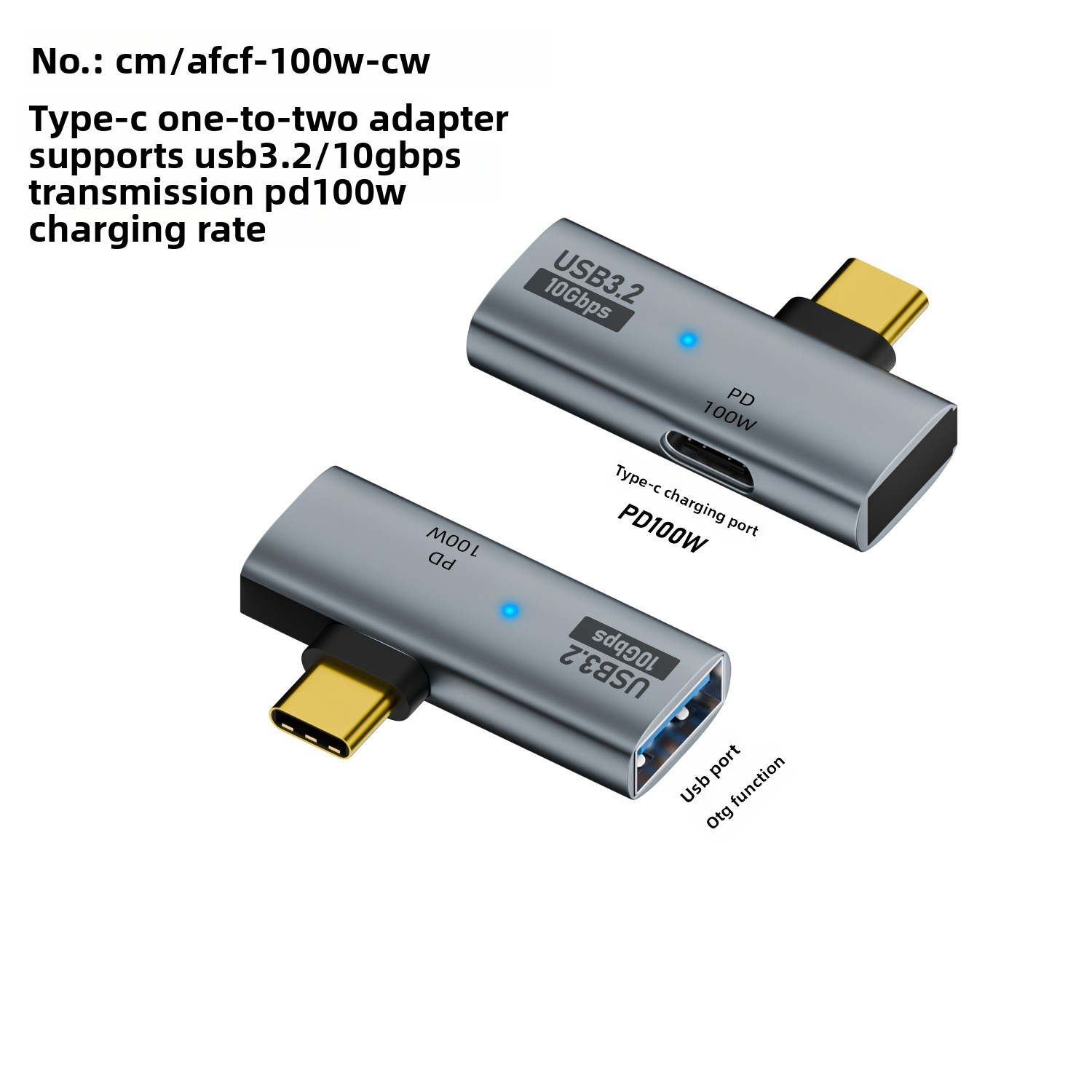 Typ-C 1/2 Dual C Port Adapter OTG Konverter unterstützt die Erweiterung von USB 3.0 und gleichzeitiges Laden von PD100W