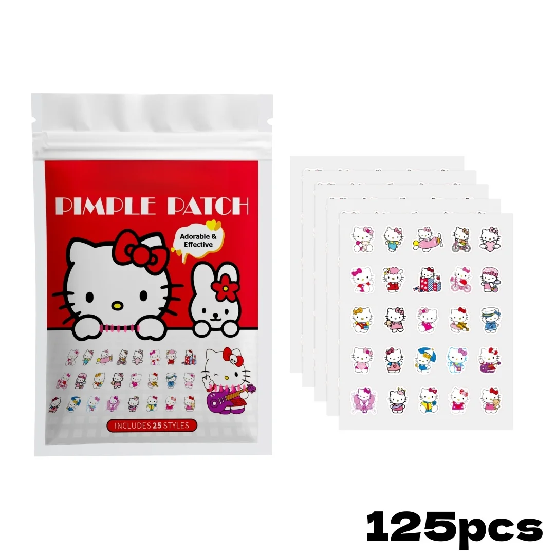 125枚入り漫画ニキビパッチ、かわいい猫型フェイシャルコンシーラーニキビパッチ、安全、無毒、優しく低刺激性。