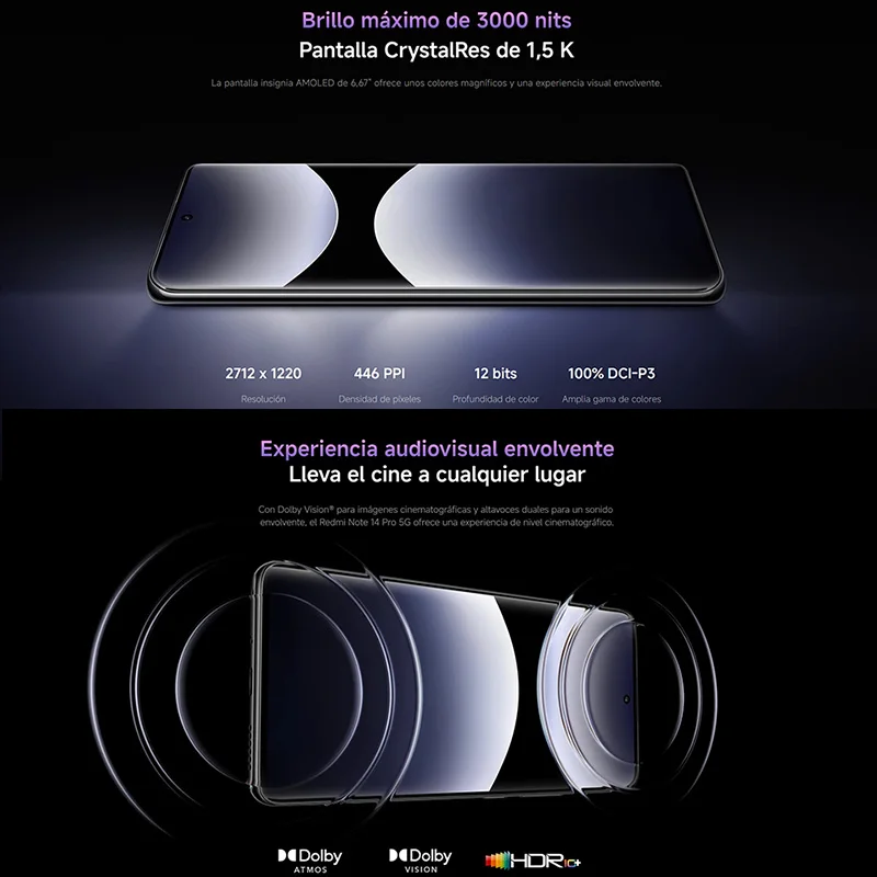 Xiaomi redmi note 14 pro 5g nfc, media tek dimentity 7300-ultra, 200mp kamera, 5110mah akku, 45w aufladen, 120hz display,Ladegerät nicht im Lieferumfang enthalten