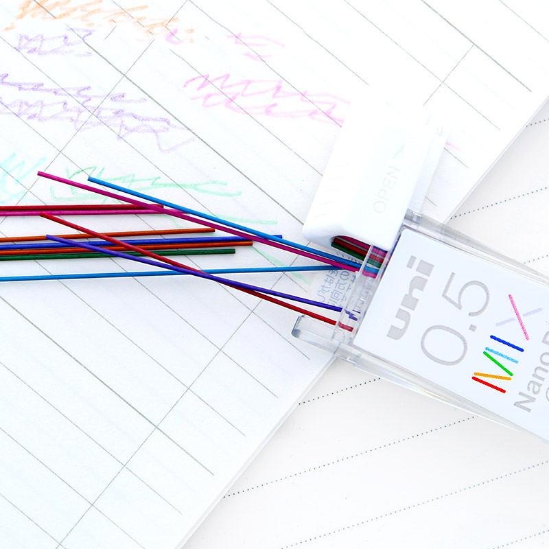 1 Tabung Jepang Berwarna Pensil Grafit Mengarah Nano Dia 202NDC 0.5Mm Berwarna-warni Isi Ulang Menulis Menggambar Kantor Sekolah Supply