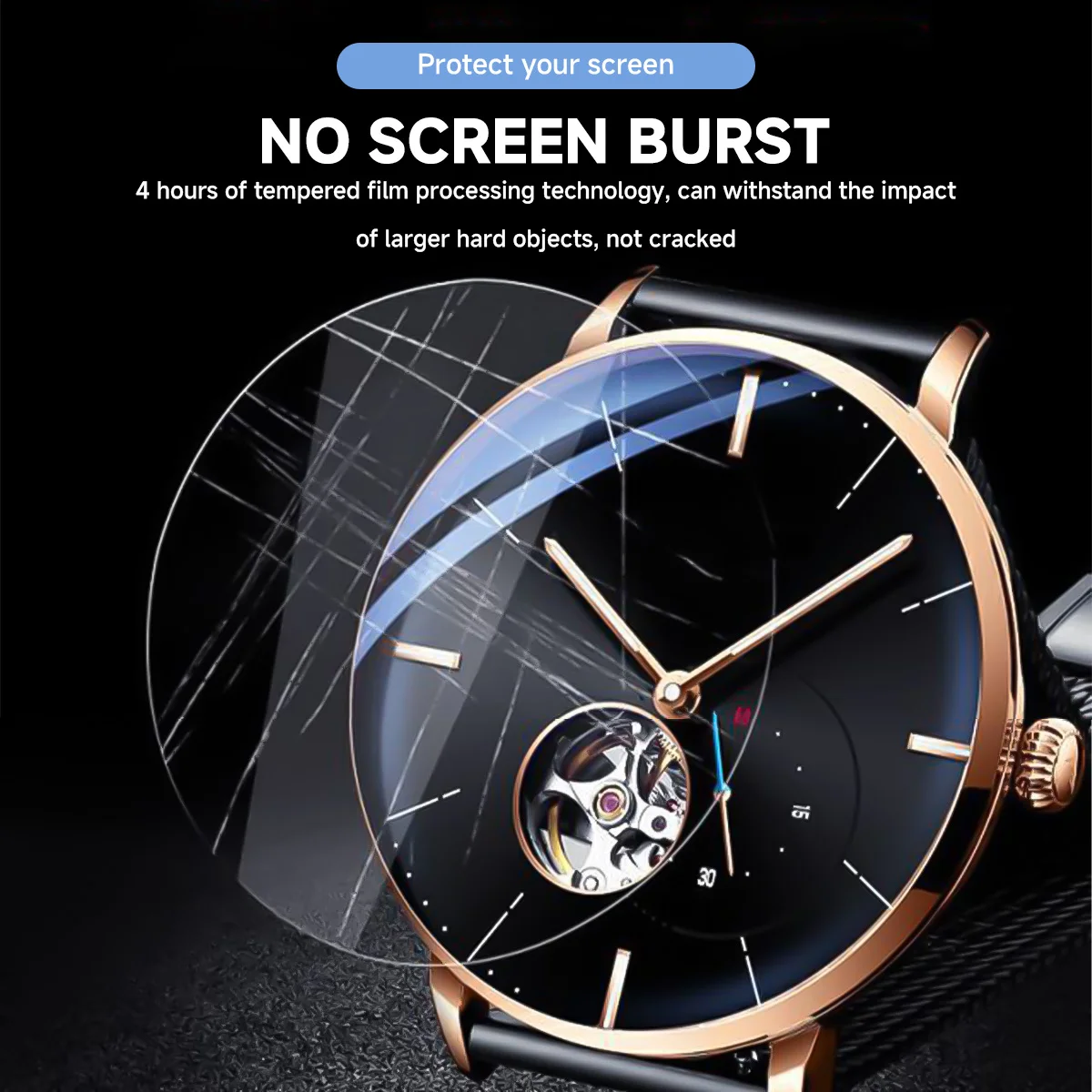 26-46mm Universal Tempered Glass Smartwatch Screen Protector Protective Film 28mm 30mm 32mm 38mm 40mm 41mm 42mm Diameter 2-5PCS