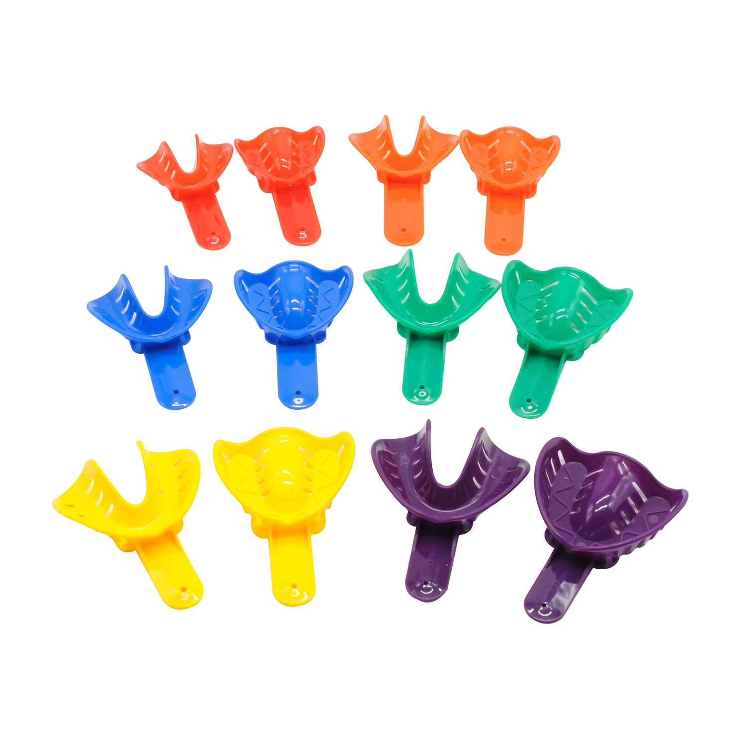 12 stuks tandheelkundige afdruklepels laboratoriumset kunststof volwassenen en kinderen meerkleurige bovenste onderkaak voor nauwkeurig gieten tandartsbenodigdheden