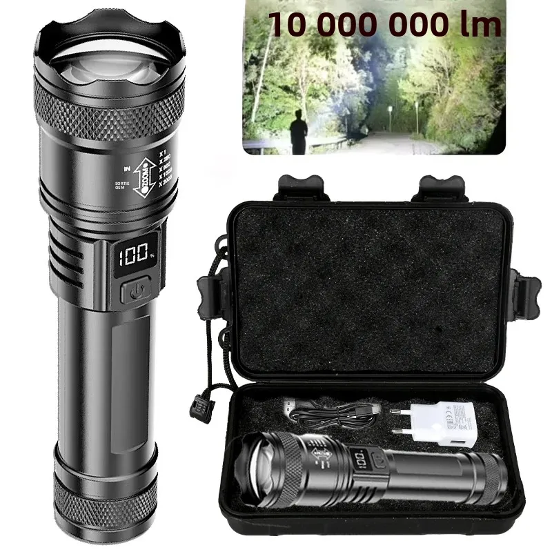 Lampe de poche tactique LED P50 Ultra lumineuse, 2000lm, projecteur d'urgence EDC, Zoom télescopique, torche portative avec batterie 14500/18650