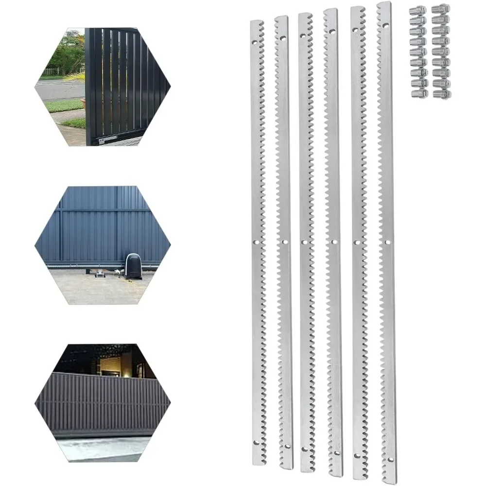 6pcs Heavy Duty Steel Gear Rack Sliding Gate Teeth Track Gate Including Mounting Hardware Total 19.7 Feet Slide Door Operator