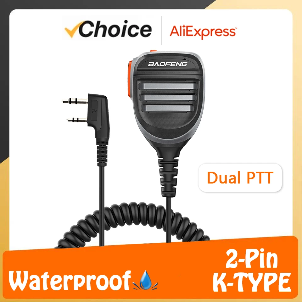 Baofeng UV-5R PTT Wasserdicht UV-17 Walkie Talkie Lautsprecher Radio Mikrofon Keenwood 2-Pin Typ Handheld Mikrofon Für UV-82 UV16 888S