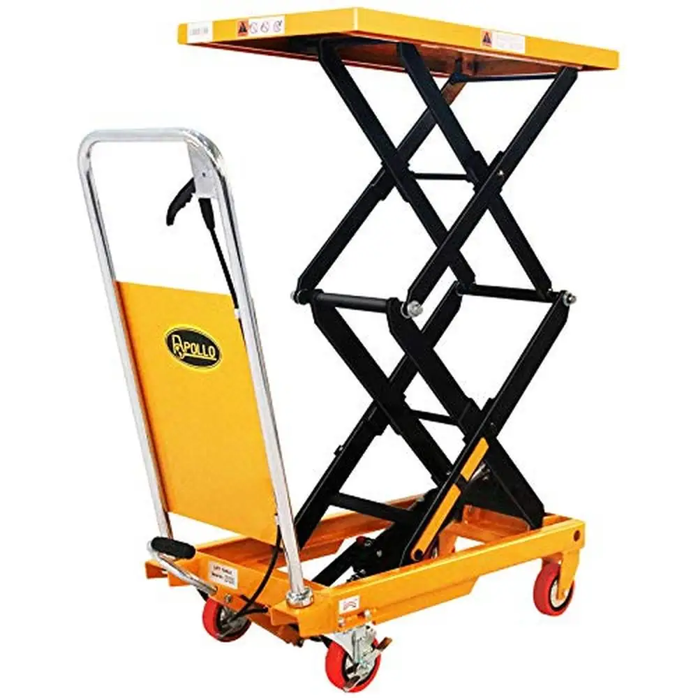 Hydraulic Double Scissor Lift Table Cart 43" Max Height 330lbs Capacity Steel Frame Support Plate Guard Finger Release Smooth