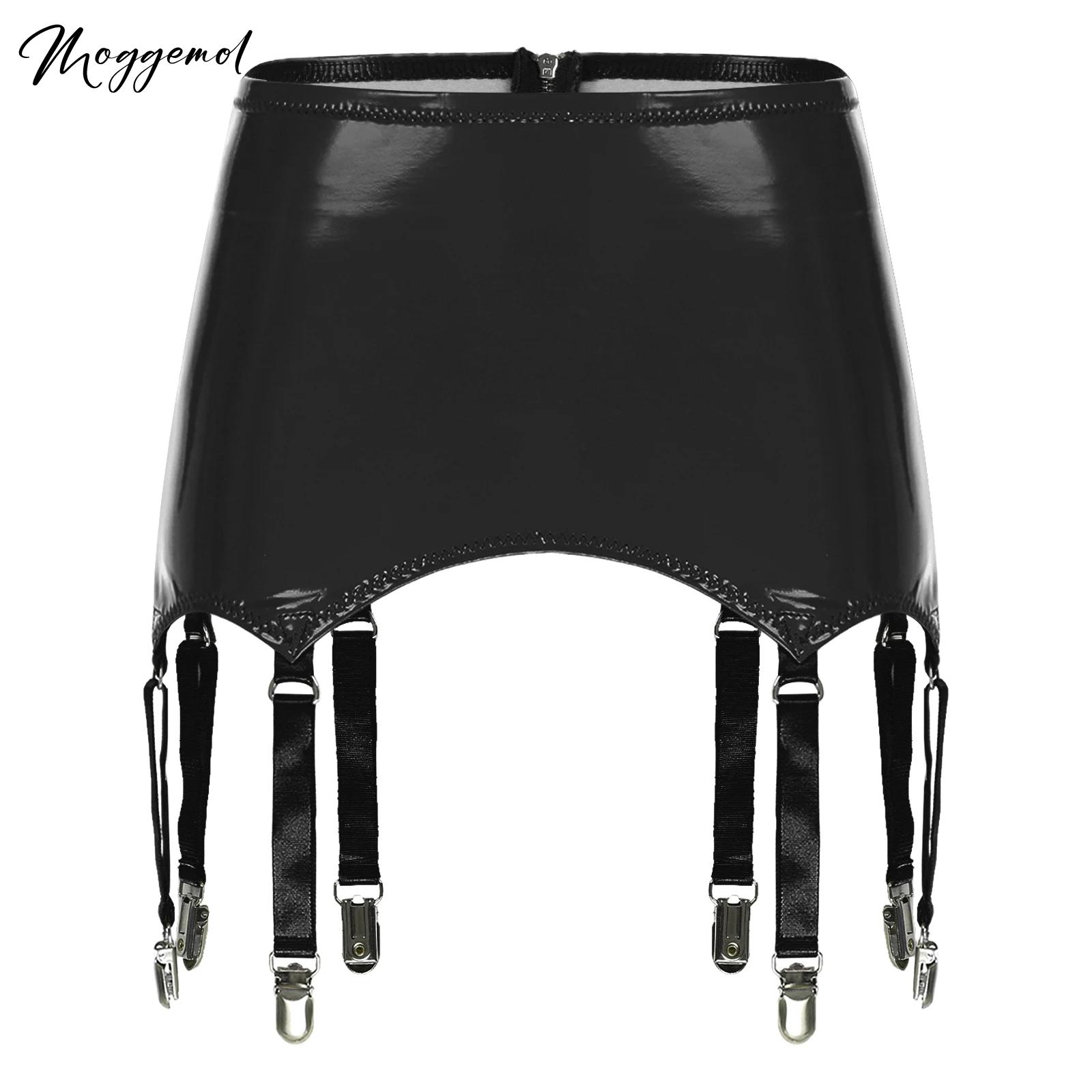 Dames kousenbanden jarretelgordel rokken dames wetlook minirokken lederen kousenbanden met metalen clips clubwear kostuum ondergoed
