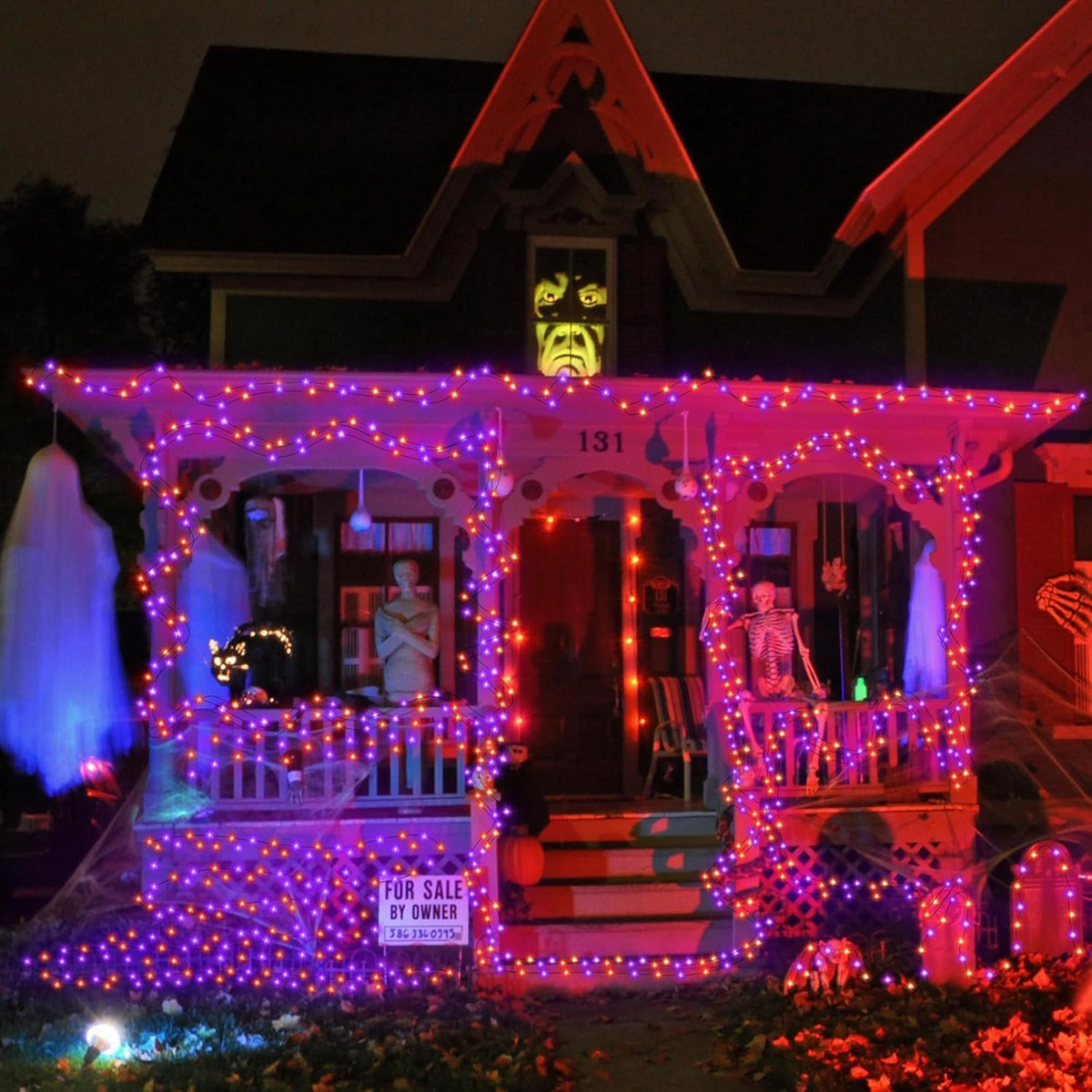 5M-20M LED Purple Orange String Light Outdoor Battery Powered Halloween Fairy Lights For Christmas Party Garden Halloween Decor